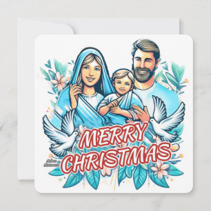 Vrolijk Kerstfeest - De Heilige Familie - Geboorte Feestdagenkaart