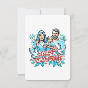 Vrolijk Kerstfeest - De Heilige Familie - Geboorte Kaart