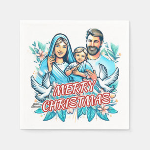 Vrolijk Kerstfeest - De Heilige Familie - Geboorte Servet