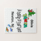 Vrolijk kerstfeest De kerstman komt naar de stad Legpuzzel (Horizontaal)