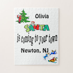 Vrolijk kerstfeest De kerstman komt naar de stad Legpuzzel