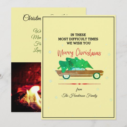 Vrolijk kerstfeest De moeilijkste momenten zijn fe Feestdagenkaart (Voorkant / Achterkant)