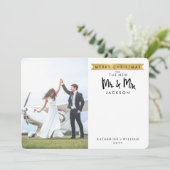 vrolijk kerstfeest | De nieuwe Mr & Mrs 1-fotokaar Feestdagenkaart (Staand voorkant)