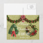 Vrolijk kerstfeest december 2016 Wreath Gold Feestdagenkaart (Voorkant / Achterkant)