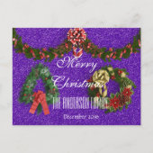 Vrolijk kerstfeest december 2016 Wreath Paars Feestdagenkaart (Voorkant)