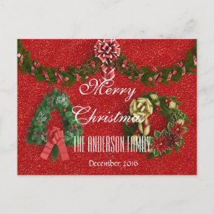 Vrolijk kerstfeest december 2016 Wreath Red Feestdagenkaart