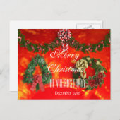 Vrolijk kerstfeest december 2016 Wreath Red Feestdagenkaart (Voorkant / Achterkant)