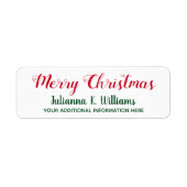 Vrolijk kerstfeest. December beste wensen rood&gro Etiket (Voorkant)