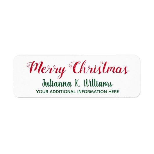 Vrolijk kerstfeest. December beste wensen rood&gro Etiket (Voorkant)