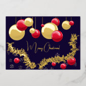 Vrolijk kerstfeest, decoraties, slingers, sneeuwvl folie uitnodiging (Voorkant)