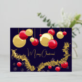 Vrolijk kerstfeest, decoraties, slingers, sneeuwvl folie uitnodiging (Staand Voorkant)