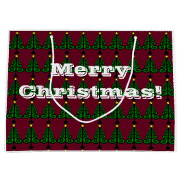 Vrolijk kerstfeest/decoratieve groene bomen large cadeautasje