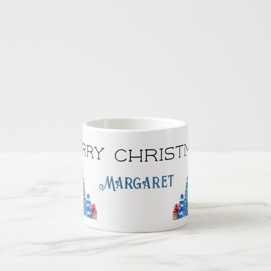 Vrolijk kerstfeest, decoratieve naam op Waterverf Espresso Kop (Voorkant)