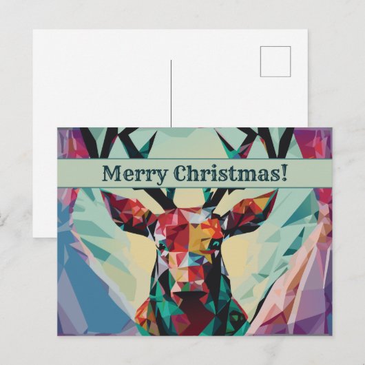 Vrolijk kerstfeest Deer Briefkaart (Voorkant / Achterkant)