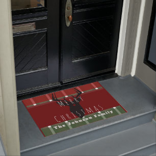 Vrolijk kerstfeest Deer Buck Buffalo familie Deurmat