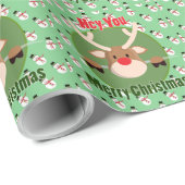 Vrolijk kerstfeest Deer en sneeuwman Cadeaupapier (Rol Hoek)