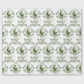 Vrolijk kerstfeest Deer Gold Green Floral Modern Cadeaupapier (Vlak)