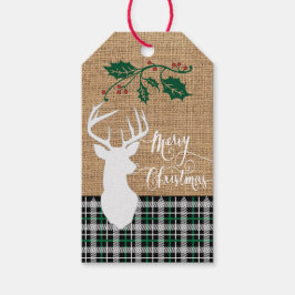 Vrolijk kerstfeest Deer - Groene Pset Cadeaulabel