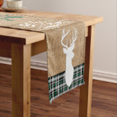 Vrolijk kerstfeest Deer - Groene Pset Korte Tafelloper (Voorbeeld)