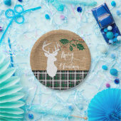 Vrolijk kerstfeest Deer - Groene Pset Papieren Bordje (Feest)