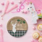 Vrolijk kerstfeest Deer - Groene Pset Papieren Bordje (Feest)
