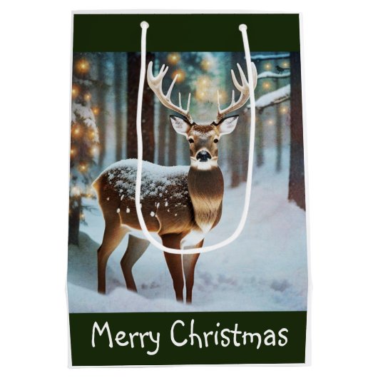 Vrolijk kerstfeest Deer Medium Cadeauzakje (Achterkant)