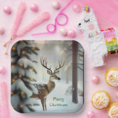 Vrolijk kerstfeest Deer Papieren Bordje (Feest)