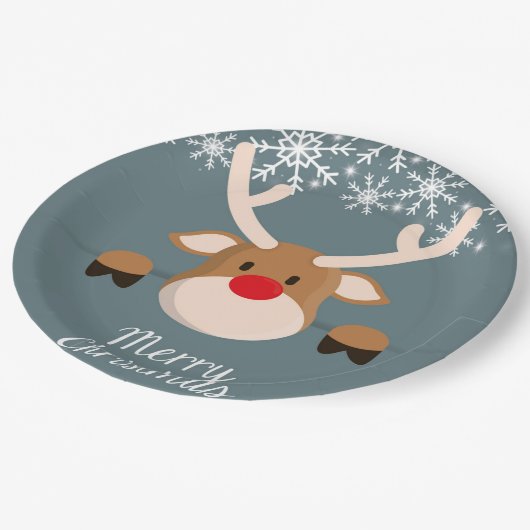 Vrolijk kerstfeest Deer Papieren Bordje (Gekanteld)