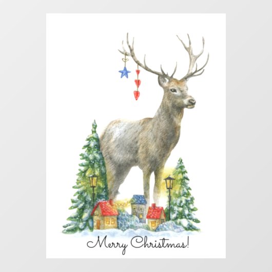 Vrolijk kerstfeest Deer Raamsticker (Vel)