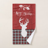 Vrolijk kerstfeest Deer - Red Pset en Burlap Bad Handdoek (Handdoek)