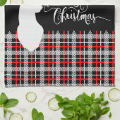 Vrolijk kerstfeest Deer - Red Pset Theedoek (Gevouwen)