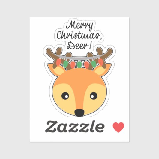 Vrolijk kerstfeest, Deer. Sticker (Vel)