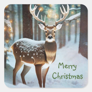 Vrolijk kerstfeest Deer Vierkante Sticker