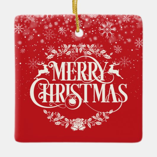 Vrolijk kerstfeest Definitie Elegant Script Keramisch Ornament (Voorkant)