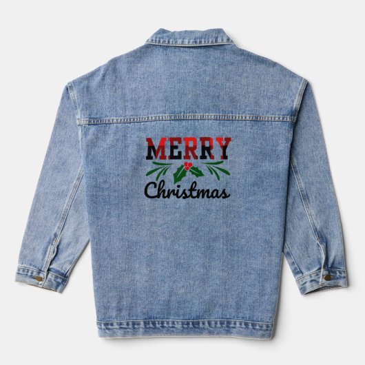 Vrolijk kerstfeest denim jacket (Achterkant)