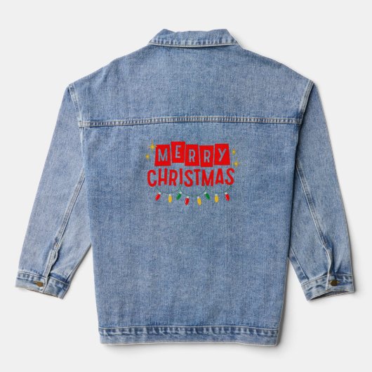 Vrolijk kerstfeest denim jacket (Achterkant)