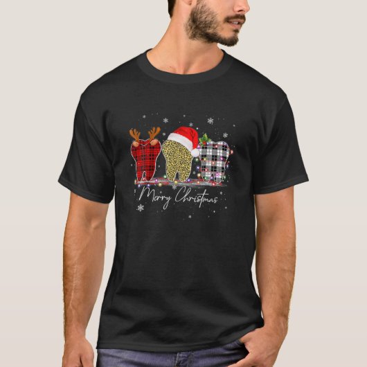 Vrolijk kerstfeest Dentist Teeth Santa Hat Xmas Le T-shirt (Voorkant)