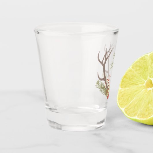 Vrolijk kerstfeest Der Antler snoepje Shot Glas (Links)