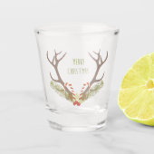 Vrolijk kerstfeest Der Antler snoepje Shot Glas (Voorkant)