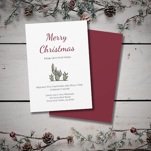 Vrolijk Kerstfeest Desert Cactus Nieuw Huis Verhui Aankondiging