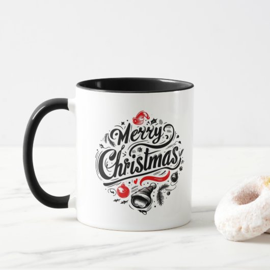 "Vrolijk kerstfeest design" Mok (Met donut)