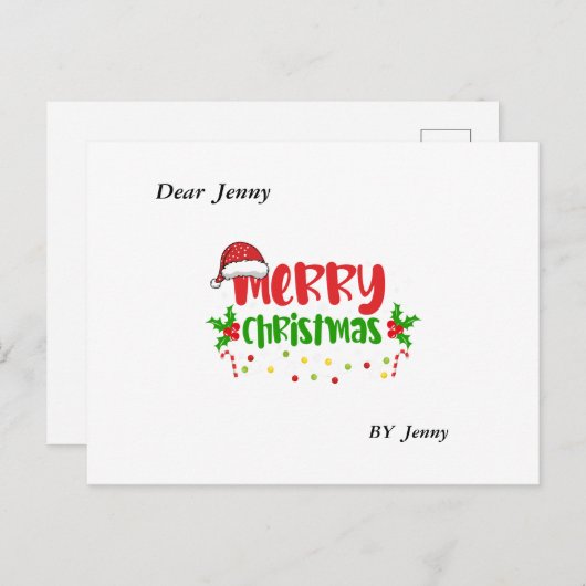 Vrolijk kerstfeest: Design naar creëer een feestel Briefkaart (Voorkant / Achterkant)