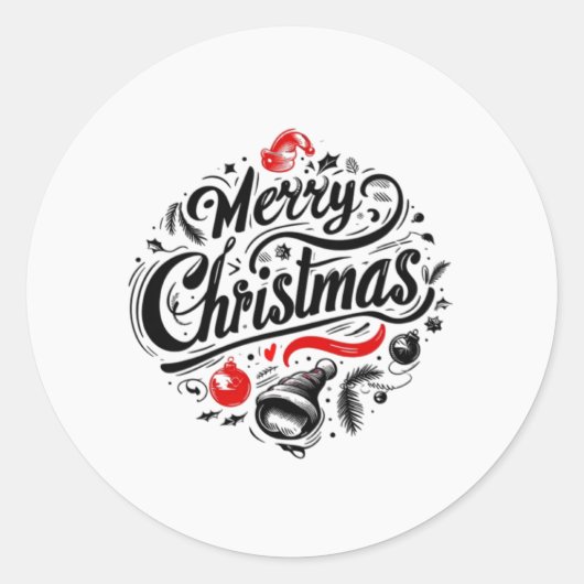"Vrolijk kerstfeest design" Ronde Sticker (Voorkant)