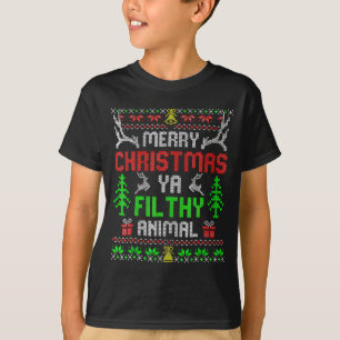Vrolijk kerstfeest dier smerig Ya Kerstmis familie T-shirt