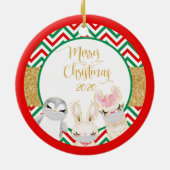 Vrolijk kerstfeest Dieren Gezichtmaskers 2020 lama Keramisch Ornament (Achterkant)