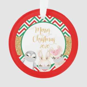 Vrolijk kerstfeest Dieren Gezichtmaskers 2020 lama Ornament