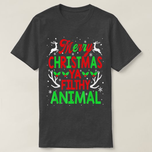 Vrolijk kerstfeest Dierenvezel Ya Mannen Kinderen T-shirt (Design voorkant)