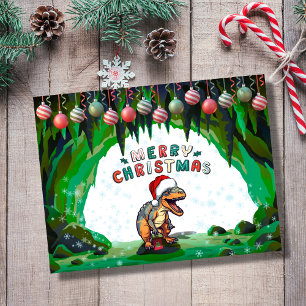Vrolijk Kerstfeest Dinosaurus Vakantie Briefkaart