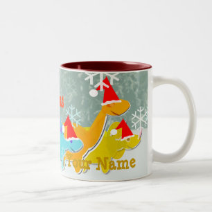 Vrolijk kerstfeest Dinosaurussen Naam Mok