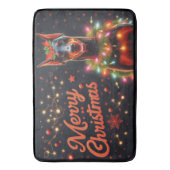 Vrolijk Kerstfeest Doberman Hond Twinkling Xmas Li Badmat (Voorkant Verticaal)